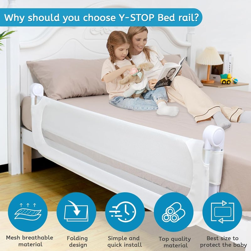 Y- STOP Bed Rail for Toddlers Convertible Toddler Bed Rails for Crib, Baby Bed Rail Guard, Sturdy Crib Rail Guard with Reinforced, Sturdy Crib Rail Guard with Anchor Safety (White) - Image 2